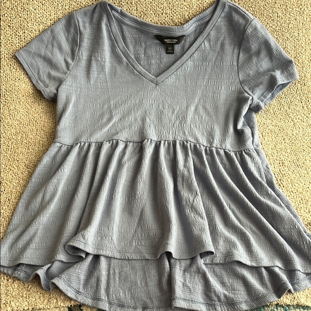 Lavender V-Neck Peplum Top
